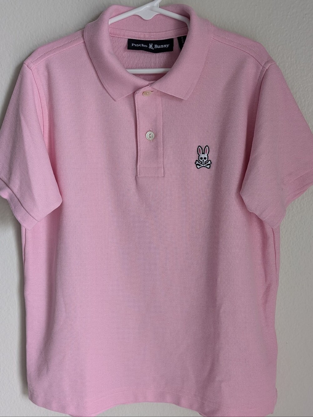 🐰Psycho Bunny Kids Polo Shirt Pink M 10–12 Short Sleeve Cotton Classic Logo